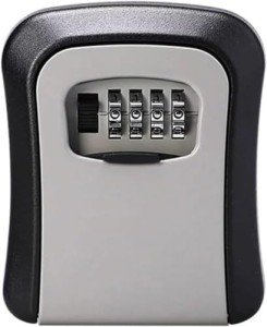 4-Digit Combination Key Safe Box (Black/Silver)