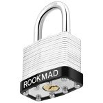 RookMad Keyed Padlocks, Laminated Steel Padlock, Keyed Alike Locks with Same Keys, PE Plastic Hoop, The Lead Content of This Pad Lock complies with CA65, 5 Pack