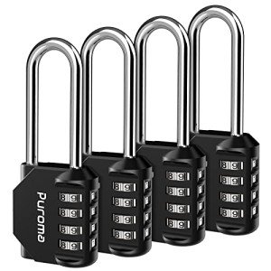 4-Pack 4-Digit Unpickable Combination Locks (Black)