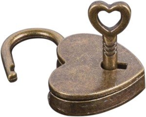 Antique Brass Heart-Shaped Unpickable Travel Lock