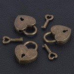 Antique Brass Heart-Shaped Unpickable Travel Lock