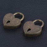Antique Brass Heart-Shaped Unpickable Travel Lock