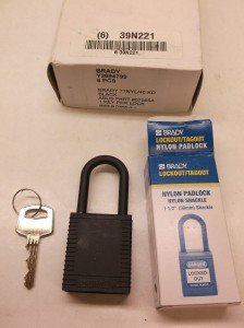 6 Keyed Different Black Lockout Padlocks Set