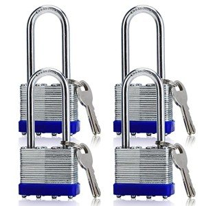 4 Pack Heavy-Duty Outdoor Padlocks with Keys