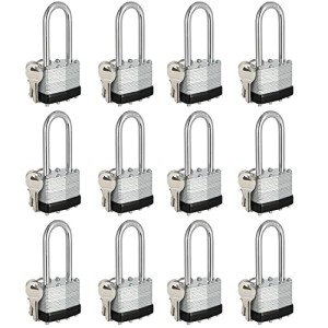 Travate Keyed Alike Nickel Plated Padlocks - 12 Pack