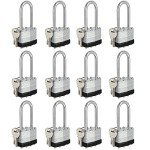 Travate Keyed Alike Nickel Plated Padlocks - 12 Pack