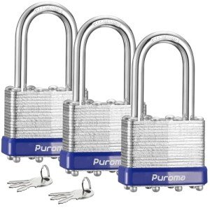 Puroma 3-Pack Heavy-Duty Keyed Padlocks