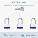 Puroma 3-Pack Heavy-Duty Keyed Padlocks
