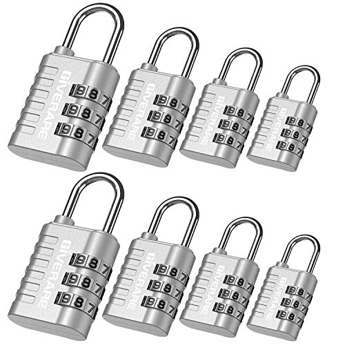 GIVERARE 3-Digit Combination Lock (8 Pack) - Silver