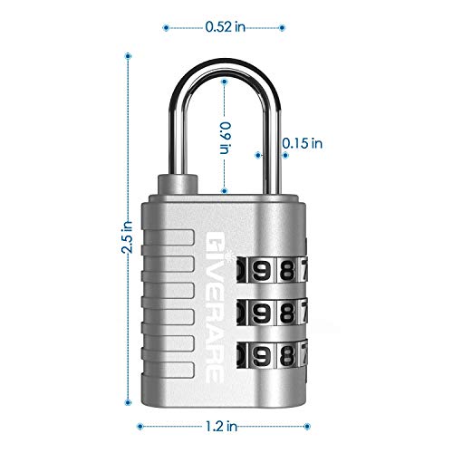 GIVERARE 3-Digit Combination Lock (8 Pack) - Silver