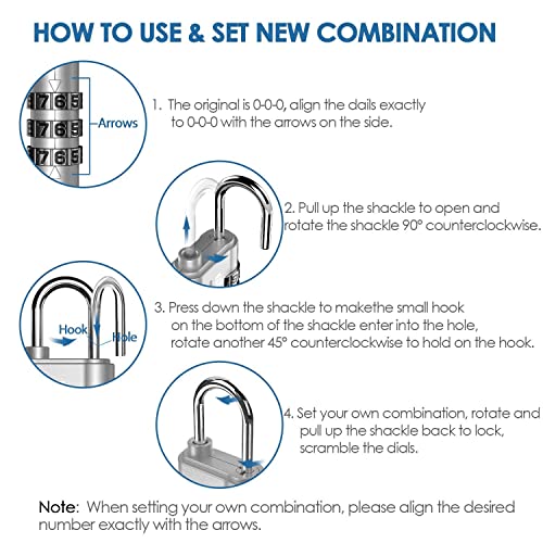 GIVERARE 3-Digit Combination Lock (8 Pack) - Silver