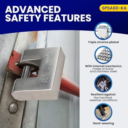 Triple Chrome Plated D-Shaped Security Padlock - 2-⅜ Inch