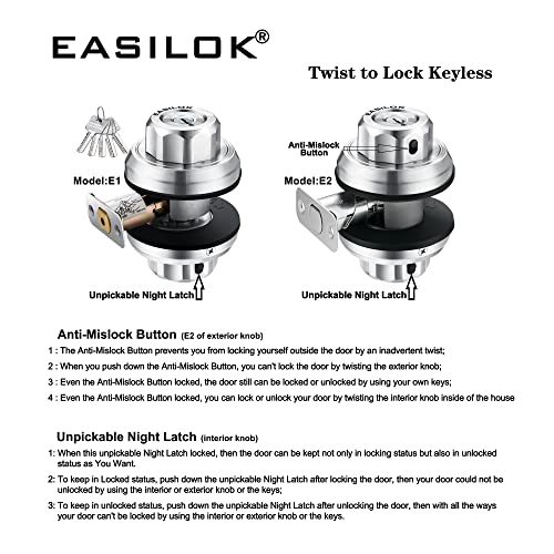 EASILOK Keyless Deadbolt Lock - Unpickable & Secure
