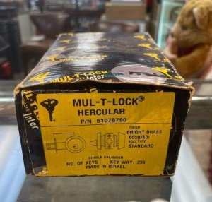 Mul-T-Lock Bright Brass Standard Lock with Key