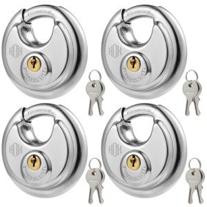 Set of 4 Waterproof Stainless Steel Disc Padlocks