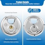 Set of 4 Waterproof Stainless Steel Disc Padlocks