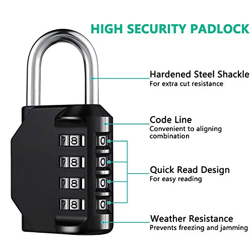 4 Digit Waterproof Combination Lock for Outdoor Use - 2 Pack