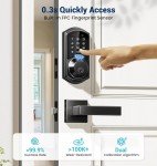 Veise Black Fingerprint Smart Lock with Lever Set