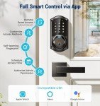 Veise Black Fingerprint Smart Lock with Lever Set