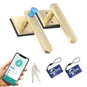 Smart Keyless Fingerprint Door Lock - Gold