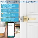 Smart Keyless Fingerprint Door Lock - Gold