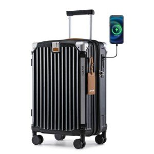 Expandable Carry-On Luggage with USB and Cup Holder