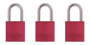 ABUS Red Lockout Tagout Safety Padlocks - 3 Pack