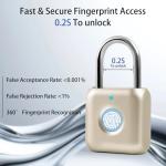 UMIKSMART Fingerprint Padlock - USB Rechargeable, Waterproof