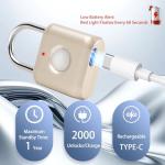 UMIKSMART Fingerprint Padlock - USB Rechargeable, Waterproof