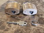 Set of 2 Brass Medeco Padlocks with Key
