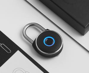 Fingerprint Padlock, Metal, Water Resistant, Satin Black