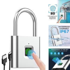 Rechargeable Waterproof Smart Fingerprint Padlock