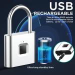 Rechargeable Waterproof Smart Fingerprint Padlock