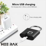 Fingerprint Padlock - Keyless USB Charging, Waterproof