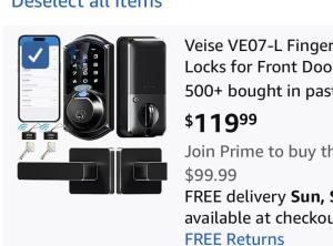 Veise VE07-L Fingerprint Smart Lock with App Control