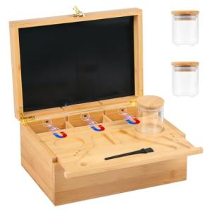CODOGOY Bamboo Box with Combination Lock & Jars