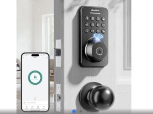Ulecoce Keyless Black Fingerprint Smart Door Lock