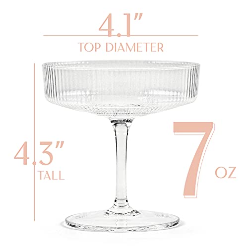 Art Deco Coupe Glasses Set - 4 Classic Cocktail Goblets