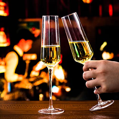 Elegant Hand-Blown Champagne Flutes - Set of 6