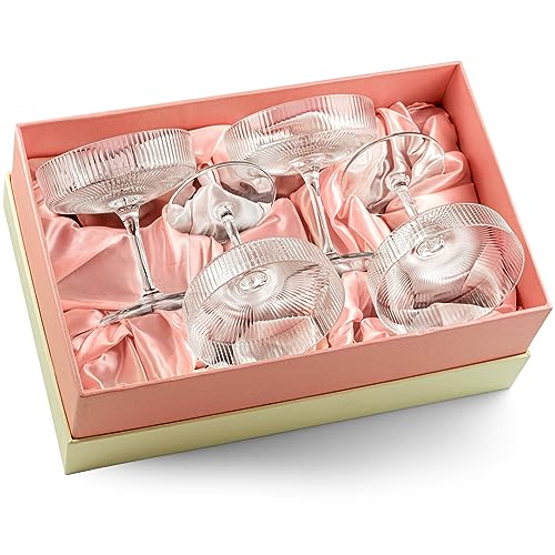 Art Deco Coupe Glasses Set - 4 Classic Cocktail Goblets