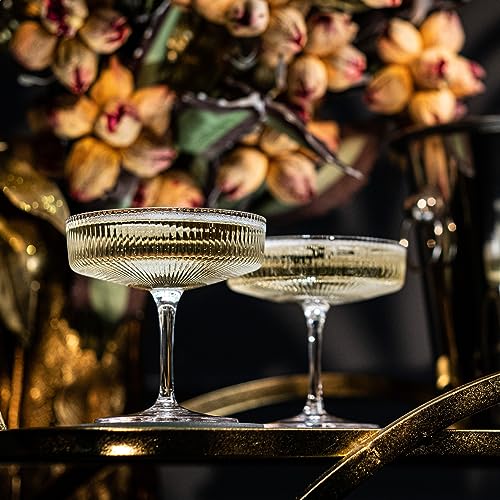 Art Deco Coupe Glasses Set - 4 Classic Cocktail Goblets