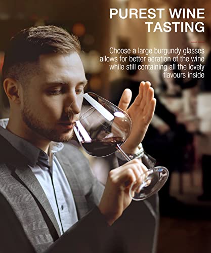 Hand Blown Crystal Red Wine Glasses - Set of 4