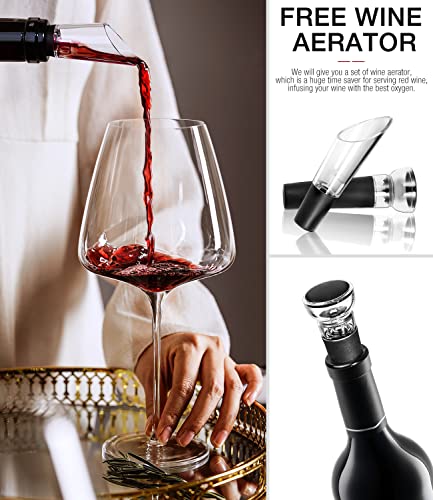 Hand Blown Crystal Red Wine Glasses - Set of 4