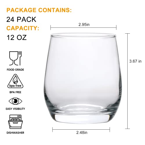 24 High-end Stemless Wine Glasses for Events/Gifts