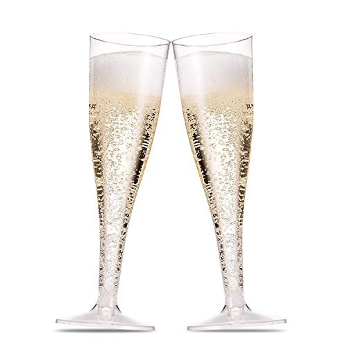 Clear Plastic Champagne Flutes - 100 Pack