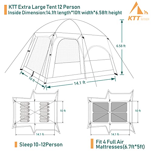 Family Cabin Tent with 2 rooms and 3 doors
