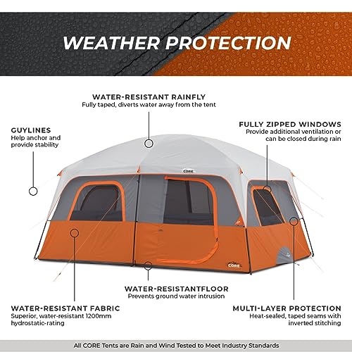 10-Person Multi-Room Cabin Tent with Gear Organizer