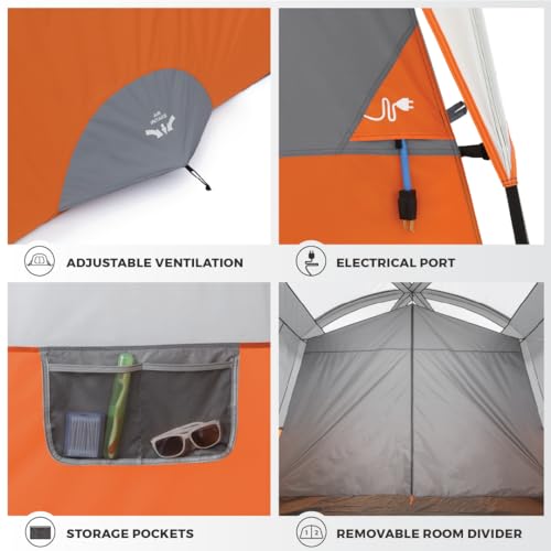 10-Person Multi-Room Cabin Tent with Gear Organizer