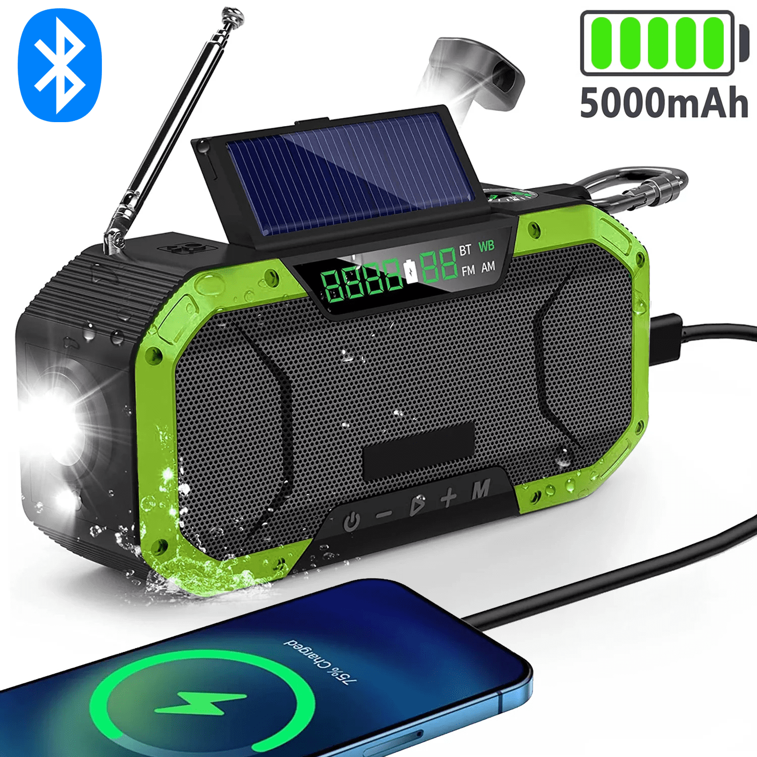 5000mAh Solar Hand Crank Emergency Radio