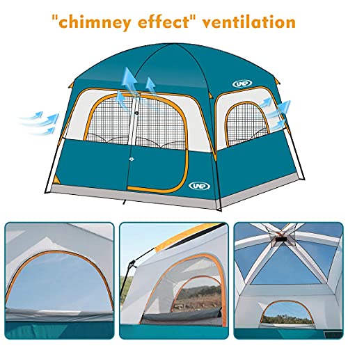 6-Person Waterproof Cabin Tent with Mesh Windows
